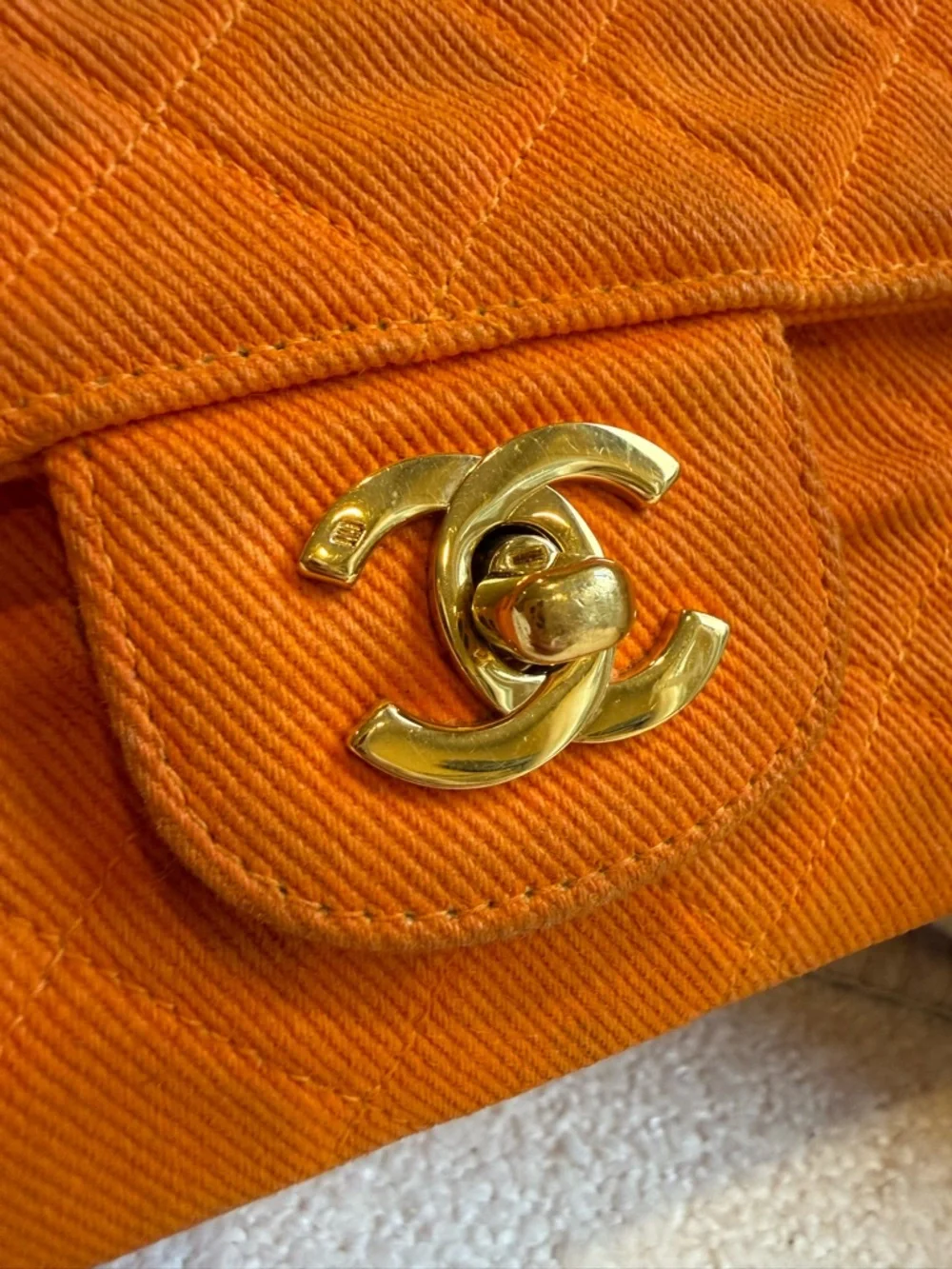 CHANEL Vintage Orange Denim Timeless Classic Medium Flap with 24K Gold Hardware - Picture 6 of 12